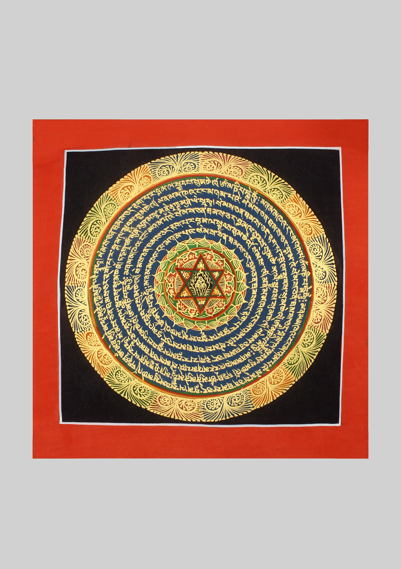 Om Mani Flaming Jewel Thangka Painting
