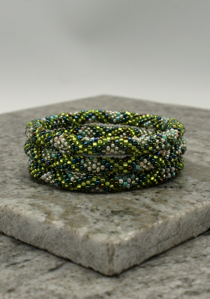 Roll on Beads Bright Green Bracelet