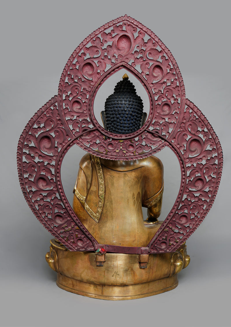 Partly Gold Plated Antique Style Shakyamuni Buddha Statue 2.6 feet High