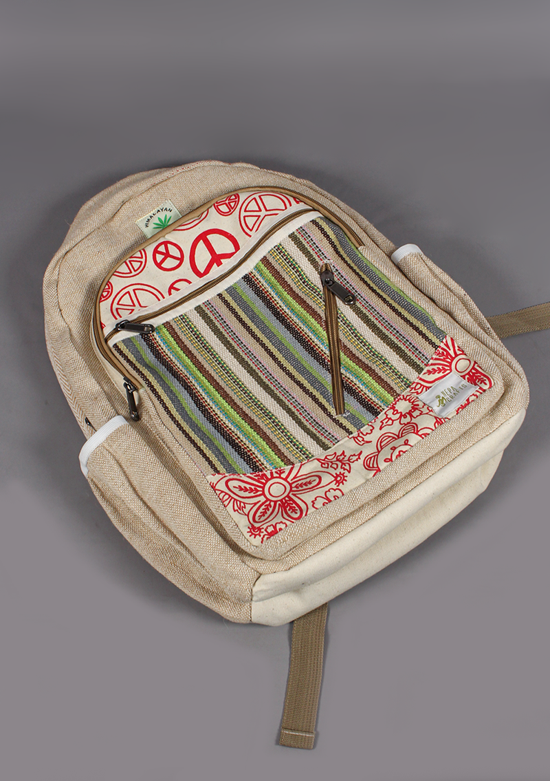 Peace Natural Cotton Hemp Mixed Bagpack
