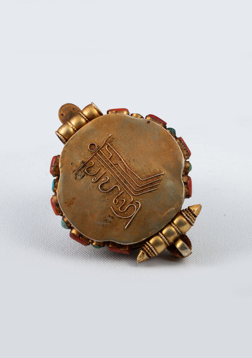 925 Silver Tibetan Ghau with Gold Plating and Stones- Green Tara & White Tara