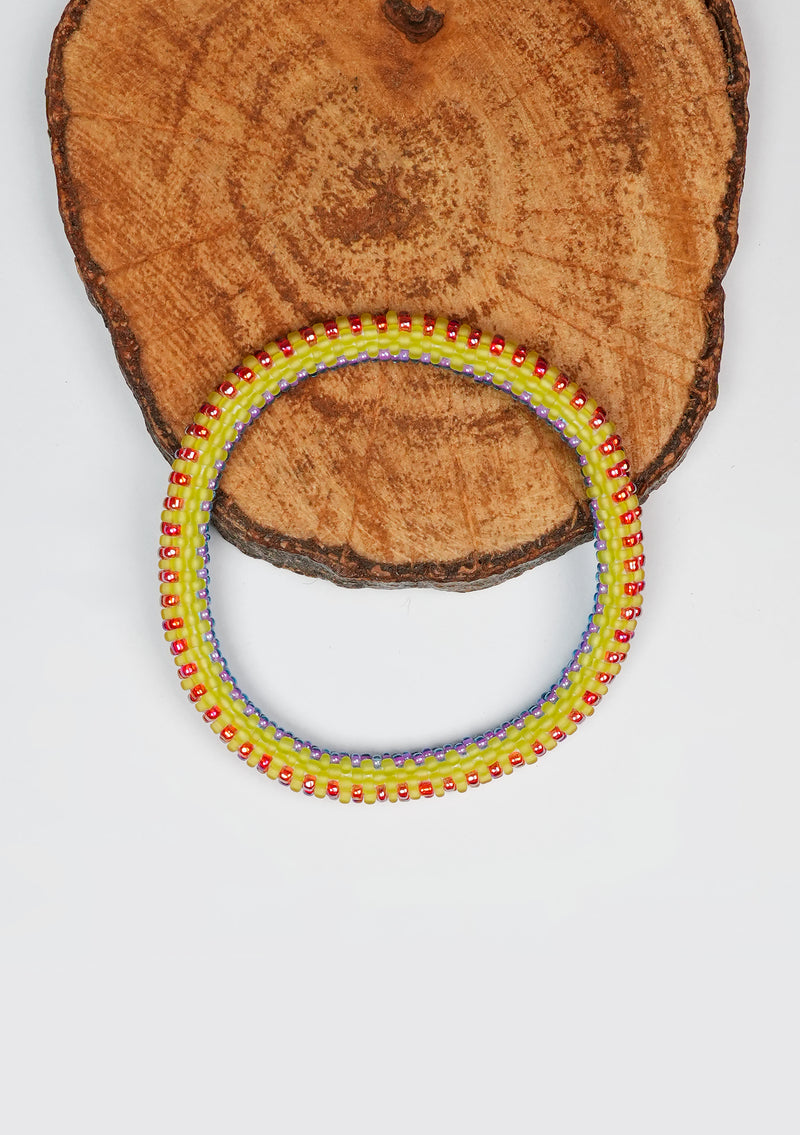 Blue and Neon Mix Nepalese Roll Bead Bracelet