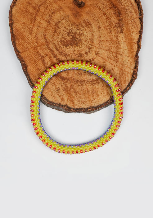 Blue and Neon Mix Nepalese Roll Bead Bracelet