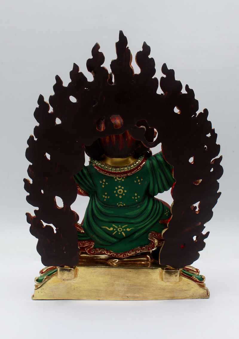 Majestic Hand-Painted Gold-Plated  Kajupa Mahakala Statue 8.5"H