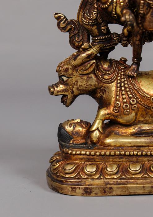 Fully Gold Plated Antique Yamantaka with sword Statue