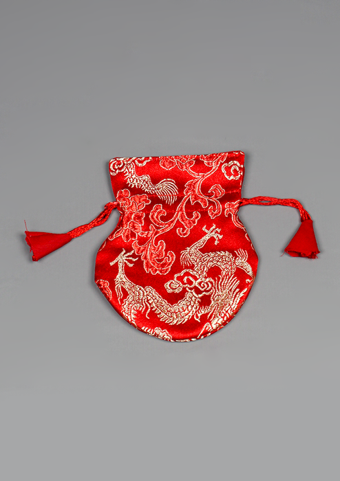 Silk Brocade Colorful Flower Design Drawstring Mala Pouch
