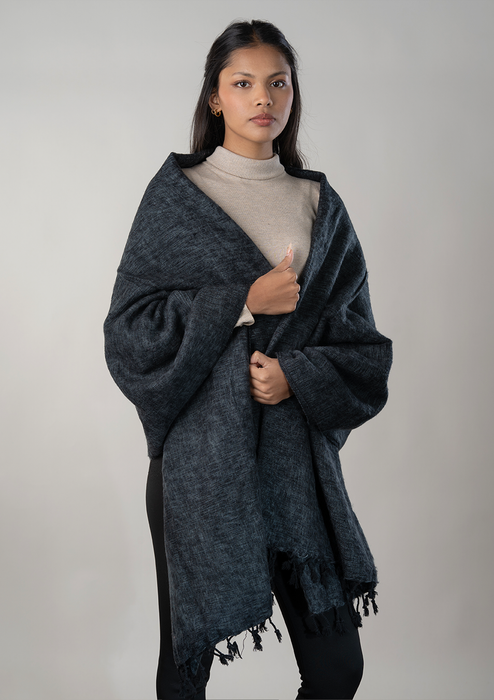 Hand-loomed  Charcoal Soft Yak Wool Blanket