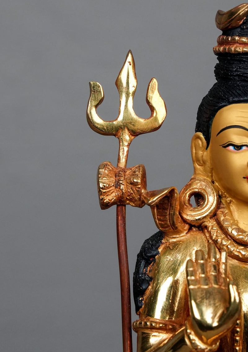 Partly Gold Plated Shiva Statue 8.5"H