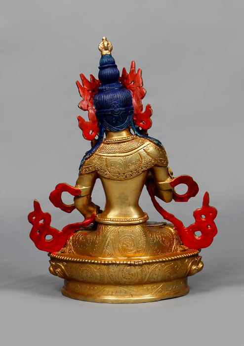 Gold Plated Crystal Vajrasattva Statue 9"H