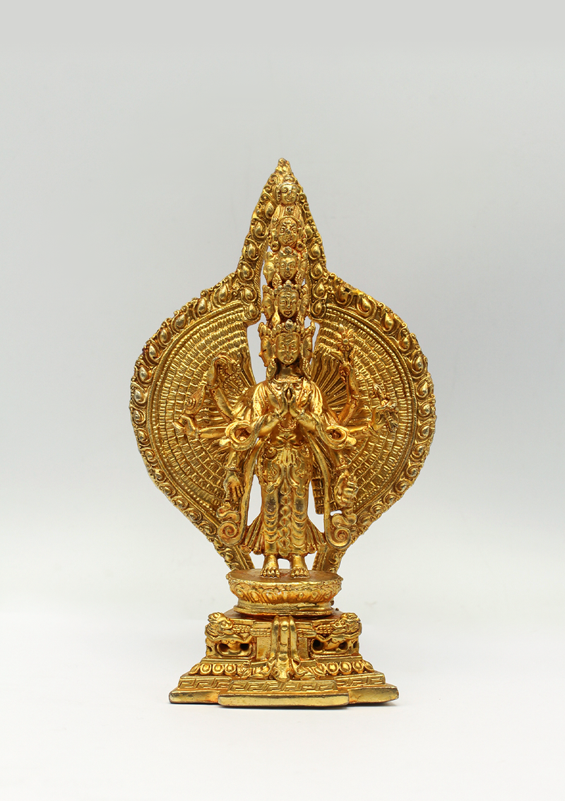 Gold Plated Bodhisattva Avalokiteshvara Statue 6"