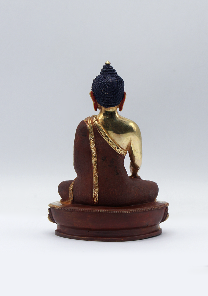Partly Gold Plated Shakyamuni Buddha Statue 5.5" H