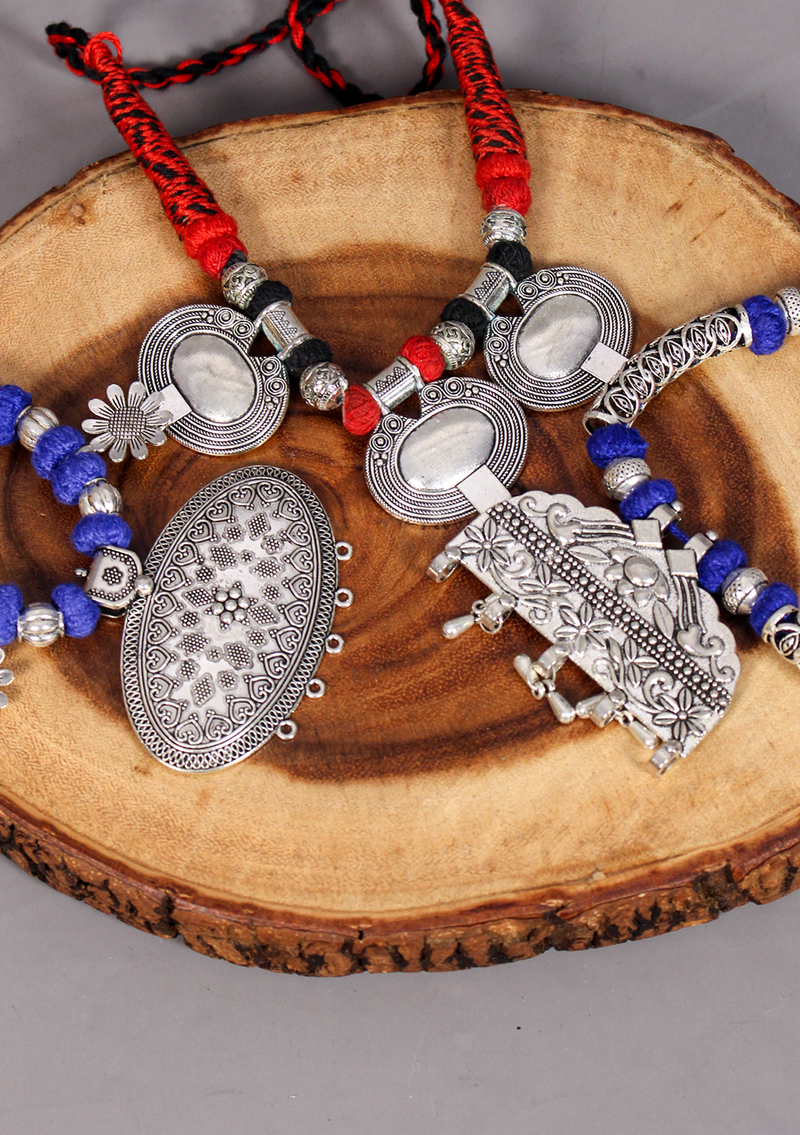 Elegant White Metal Tribal Style Pendant from Nepal