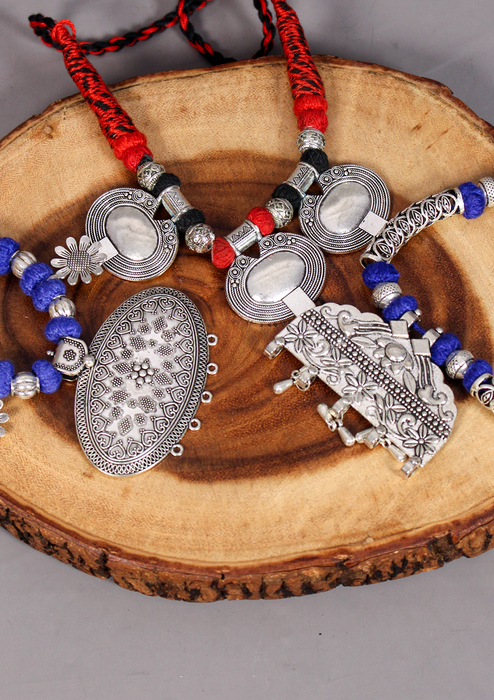 Elegant White Metal Tribal Style Pendant from Nepal