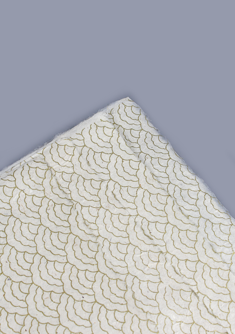 Golden Tibetan Clouds Printed Lokta Gift Wrapping Paper