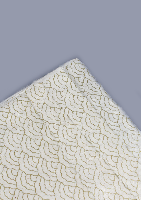 Golden Tibetan Clouds Printed Lokta Gift Wrapping Paper