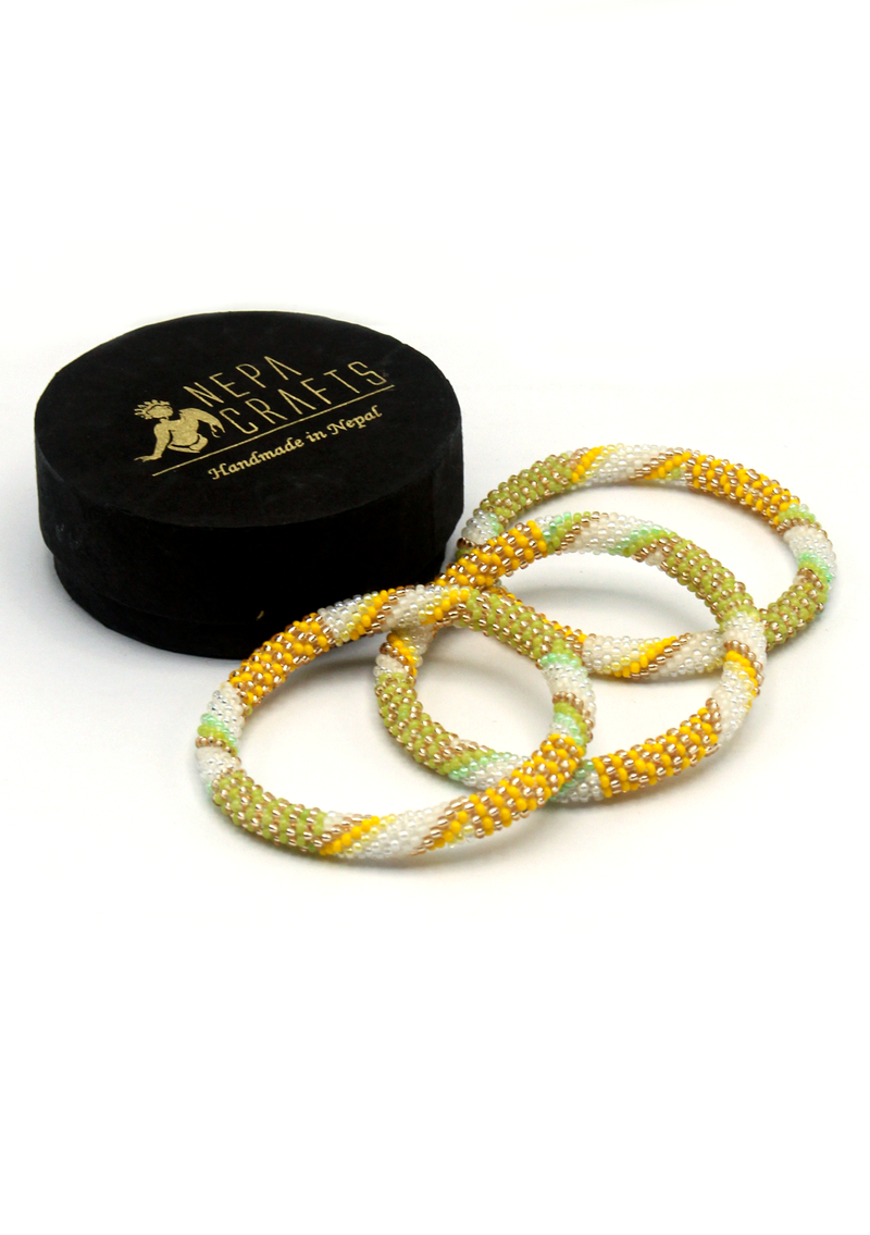 Kalaphatar Roll on Beads Bracelet Gift Set of 3 in Eco-Friendly Jewelry Box