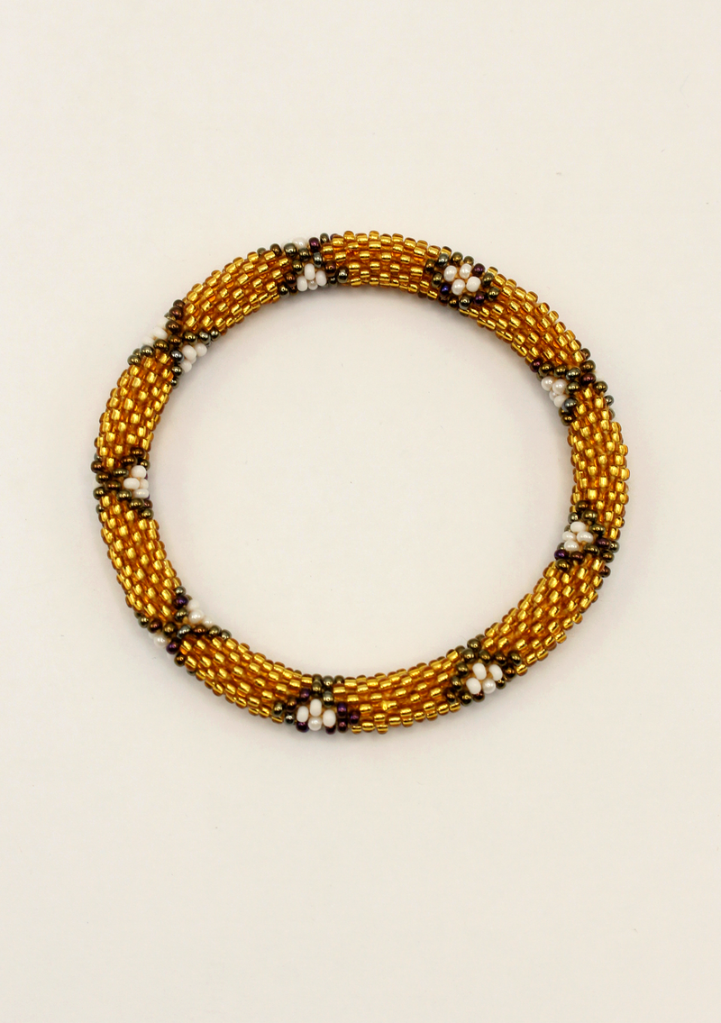 Golden Roll on Beads  James Bond  Bracelet