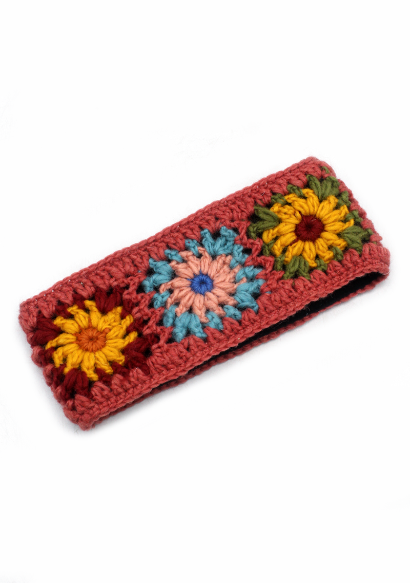Handknitted Crochet  Winer Sherpa Flower Headband