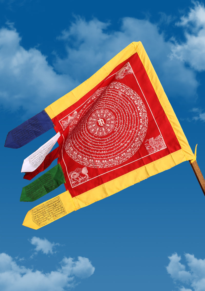 Red Color Namgyalma Powerful Mantra Printed Prayer Flags