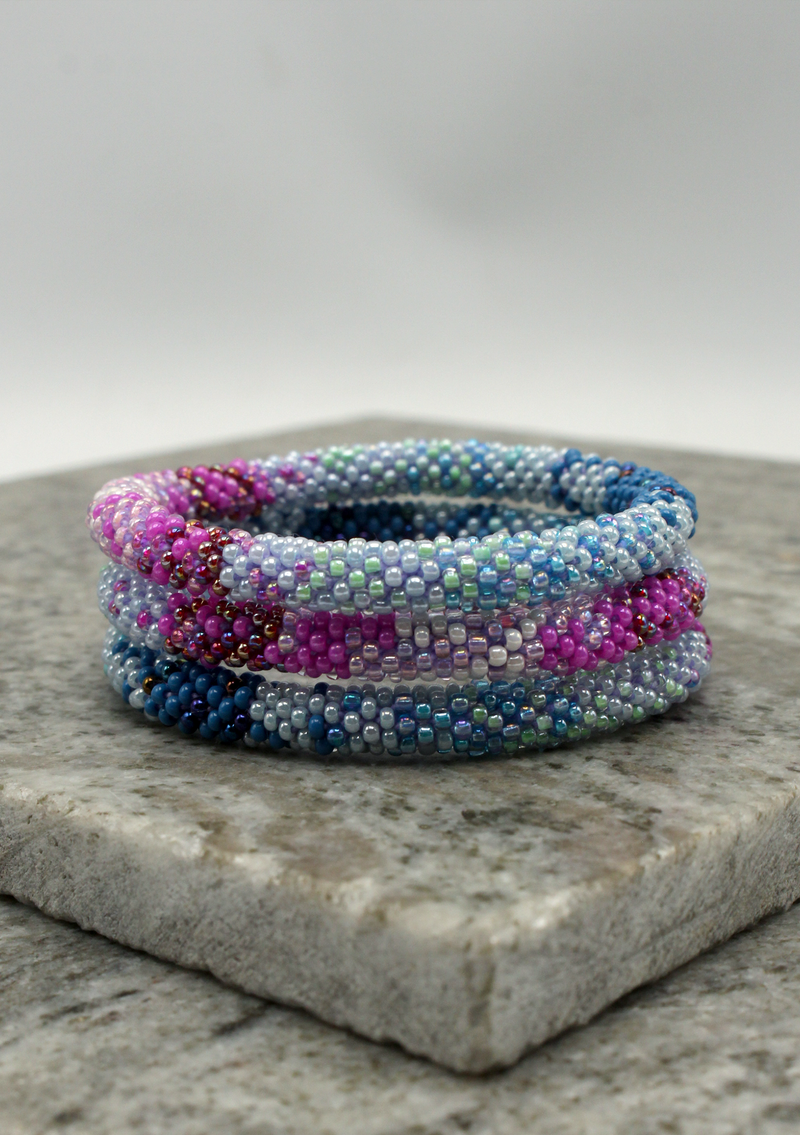 Blue Roll on Beads Bracelet