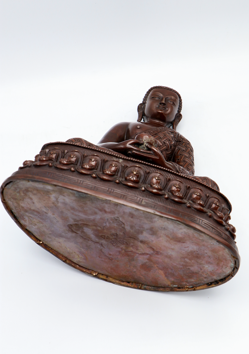 Copper Oxydized Sukul Butta Amitabha Buddha Statue 11.5"H