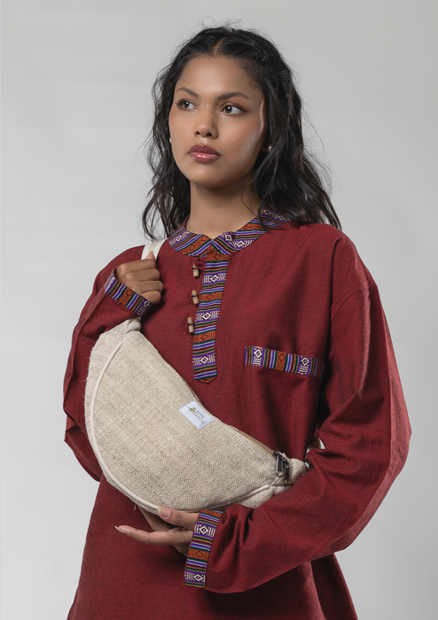 100% Hemp  Natural  Moon Shaped Bag