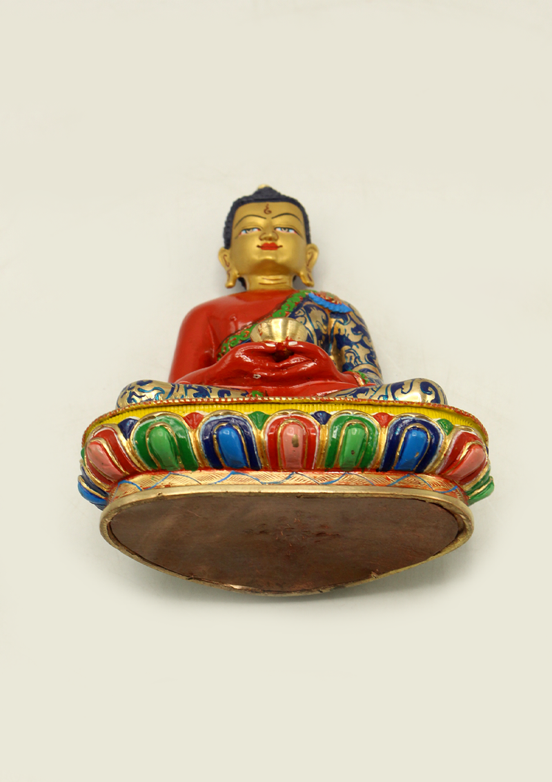 Masterpiece Goldplated Hand Painted Amitabha Buddha Statue 5"H