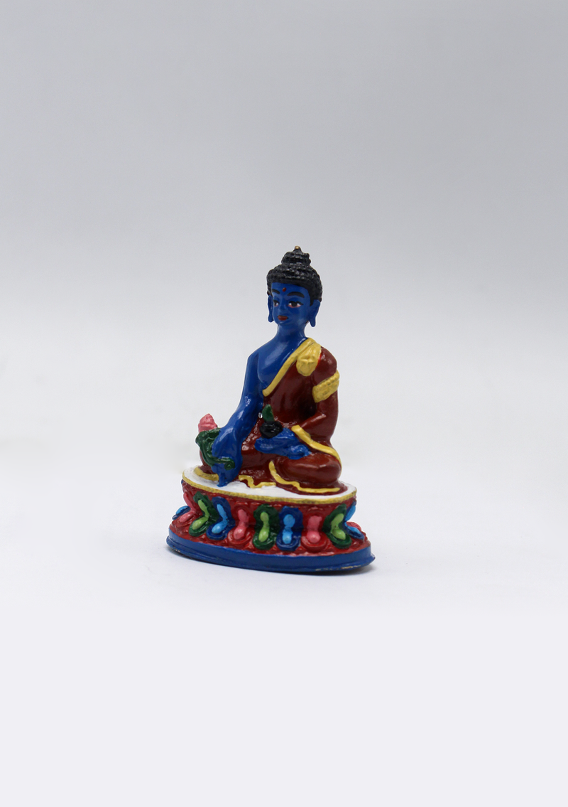 Hand Painted Copper Medicine Buddha Statue 2"H