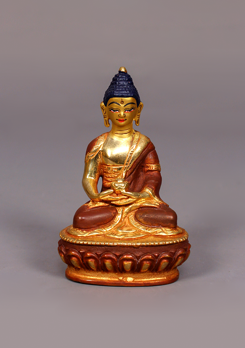 Partly Gold Plated Amitabha Buddha Statue 4"H