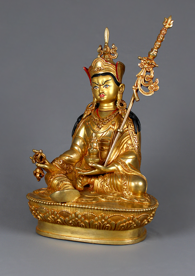Guru Padmasambhava  Gold Gilded 24K  Rinpoche Statue 9" H