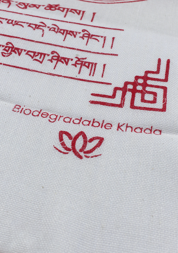 Biodegardable Eight Auspicious Symbol Buddhist Offering Scarf  Red Khada