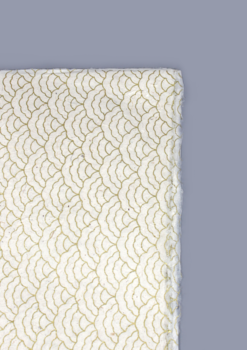 Golden Tibetan Clouds Printed Lokta Gift Wrapping Paper