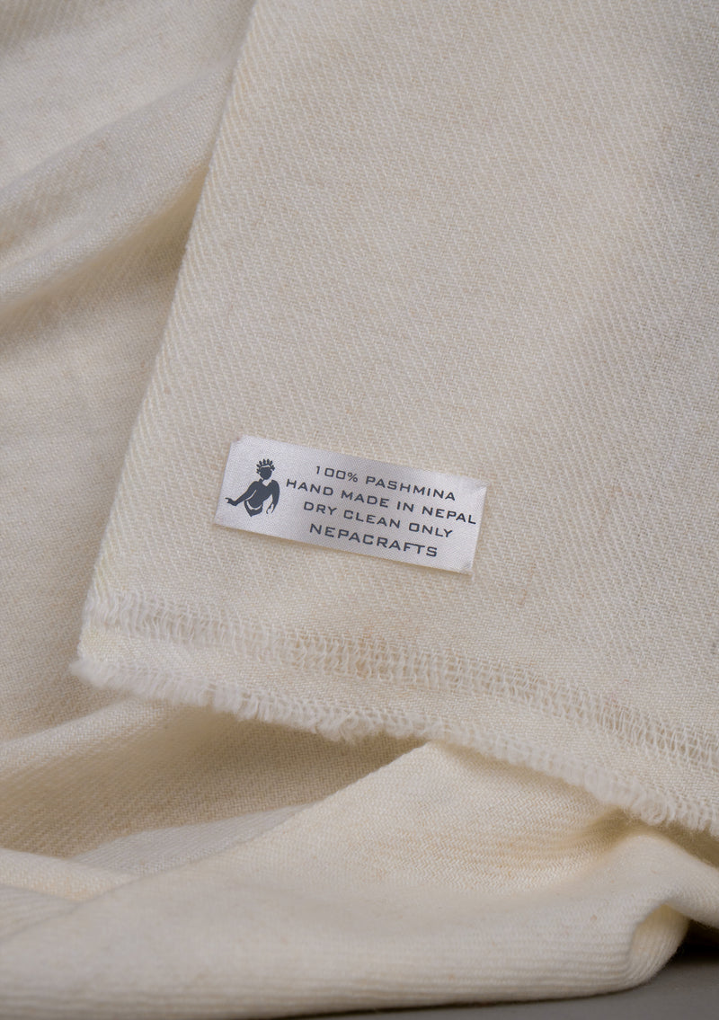 Pearl White Pure Pashmina Shawl