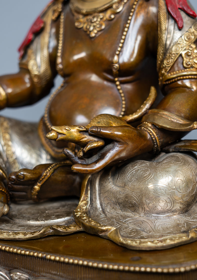 Partly Gold Plated Dzambhala Statue 16"H