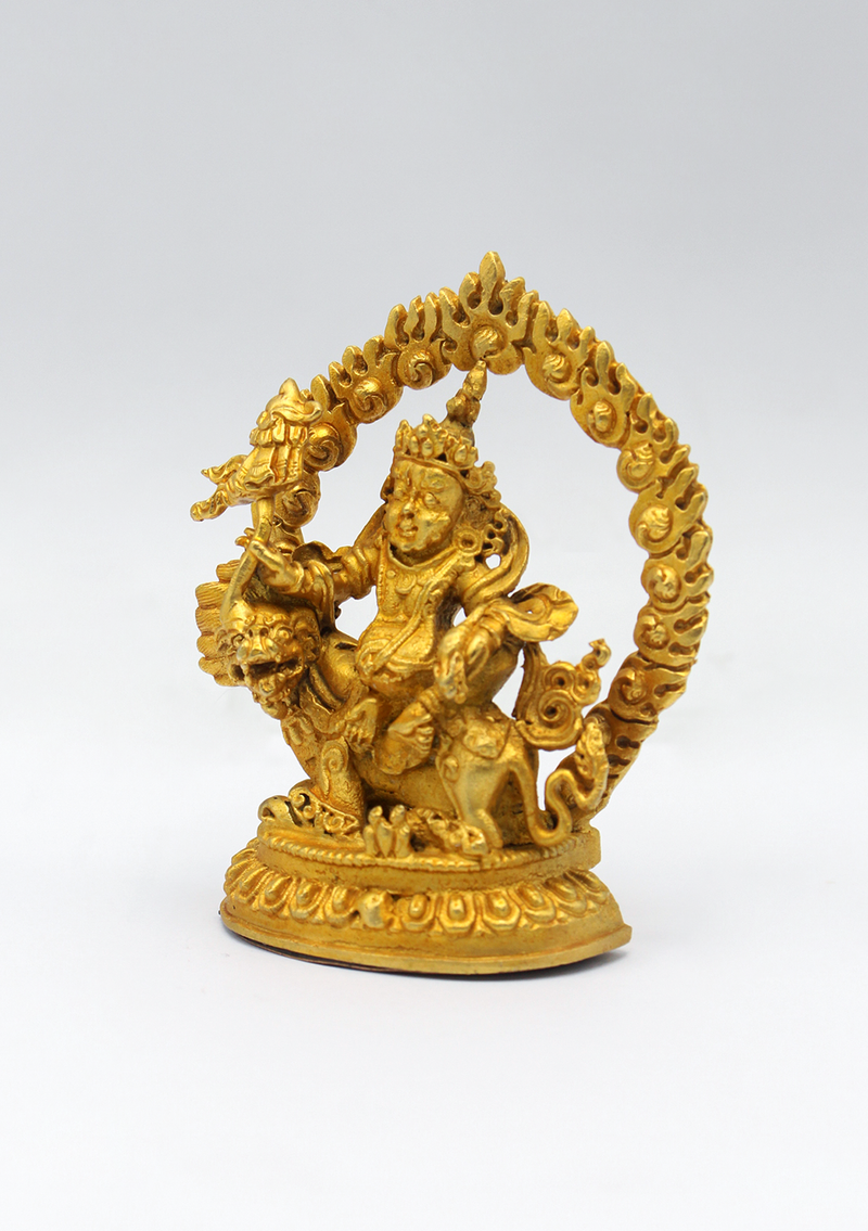 Gold Electroplated Mini Kubera Zambala Statue 2.8 inch