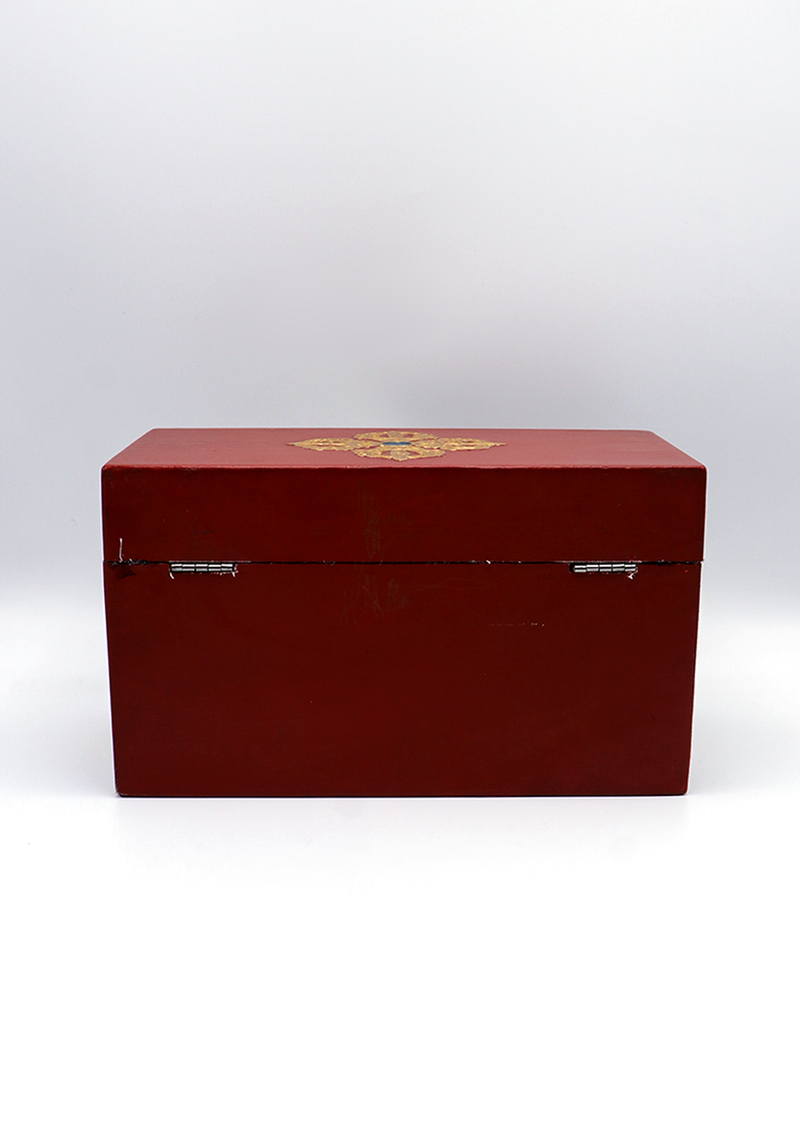 Handpainted Tibetan Snow Lion Wooden Box 10"