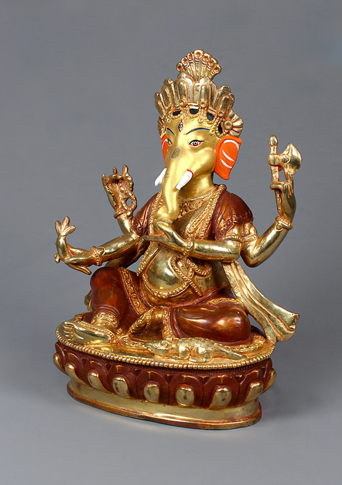 Copper Gold Plated  Ganesha Statue 9.5" H