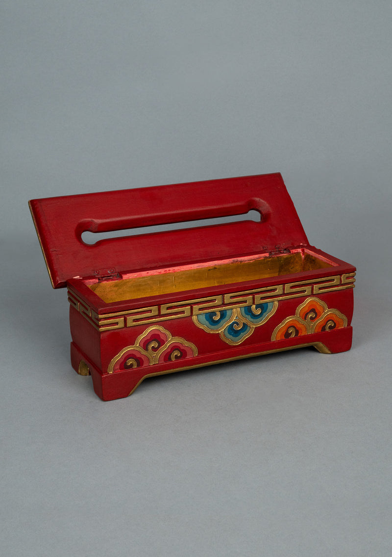 Handpainted Tibetan Motif Pattern Wooden Incense Burner