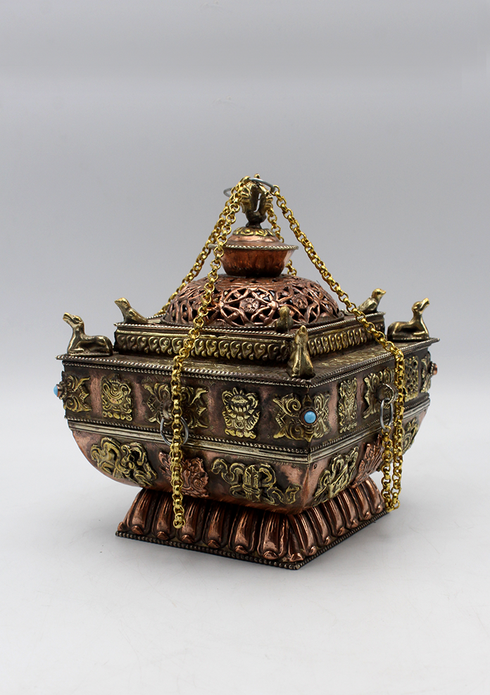 Eight Auspicious Copper Hanging Incense Burner