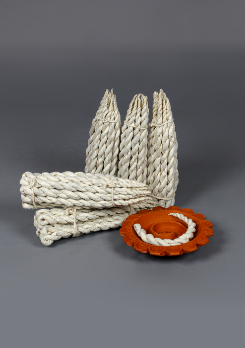 Phoolbatti Rope Incense with Spiral Clay Incense Burner