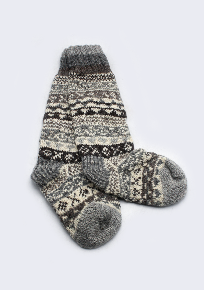 Handknitted Natural Woolen Knee High Socks SALE 65% OFF