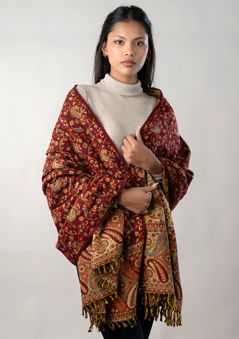 Handloomed Mayur Pattern Woolen Shawl