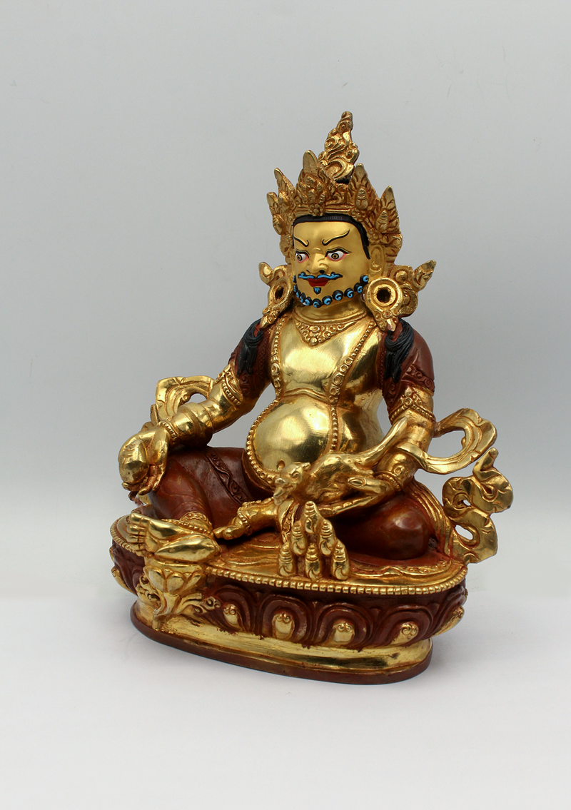 Copper 24 K Gold Jambhala  Kuebra Statue 8.5"H