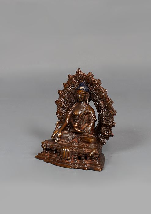 Oxidized Copper Medicine Buddha Statue 3.75" H