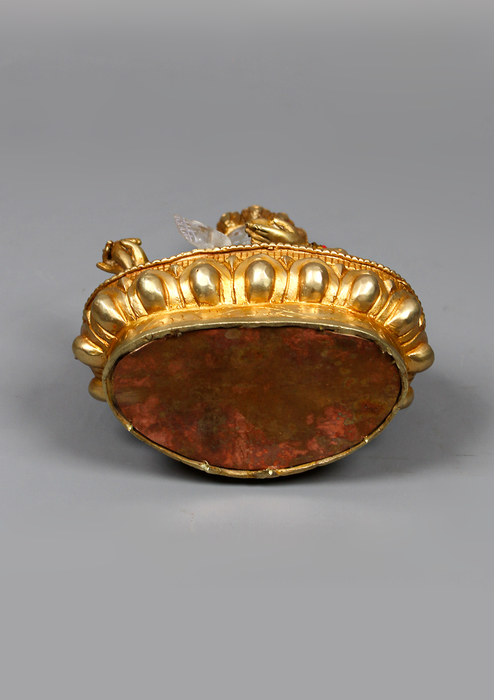 Gold Plated Crystal Ganesh Statue 8"H