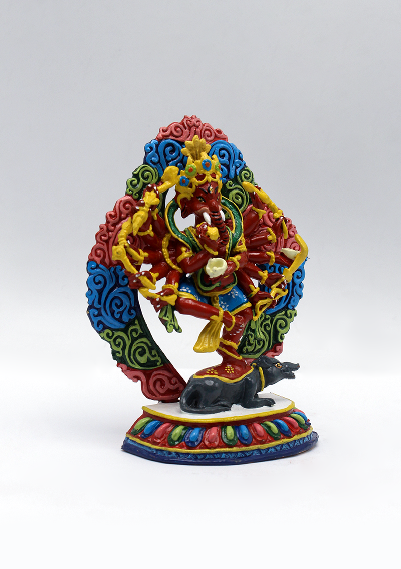 Hand Painted Copper Ganesha Statue 4"H