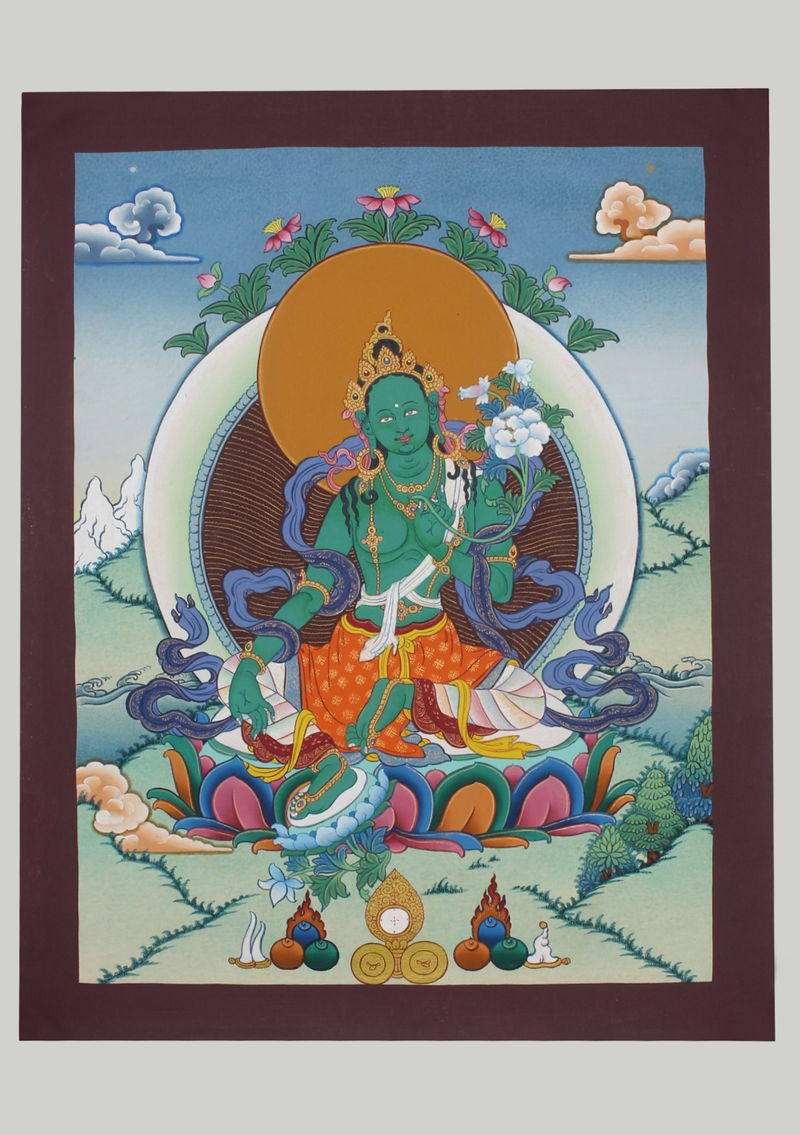 Green Tara  Deity Thangka Painting