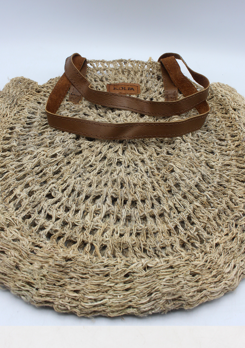 Handmade Nettle Woman's Hand Carry Side Bag with leather straps