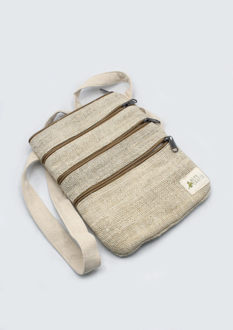 Multi zipper Hemp Passport Travel Bag