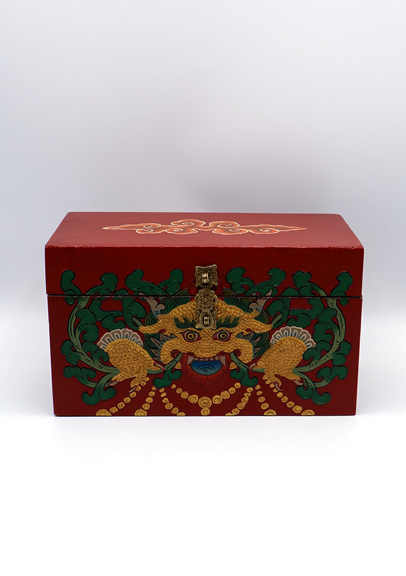 Handpainted Tibetan Cheppu Wooden Box 10"